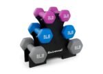 Universal 32lb Neoprene Dumbbell Set with Rack